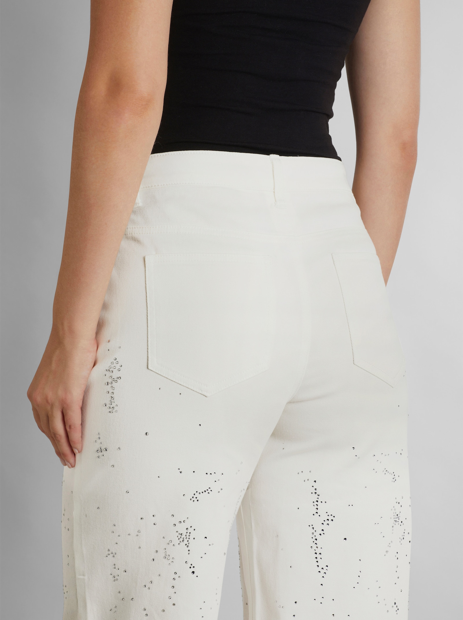 heine 5-Pocket-Jeans mit Glitzersteinchen - ecru