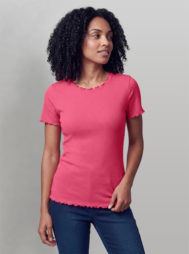 heine Rippshirt mit Wellenkanten - fuchsia