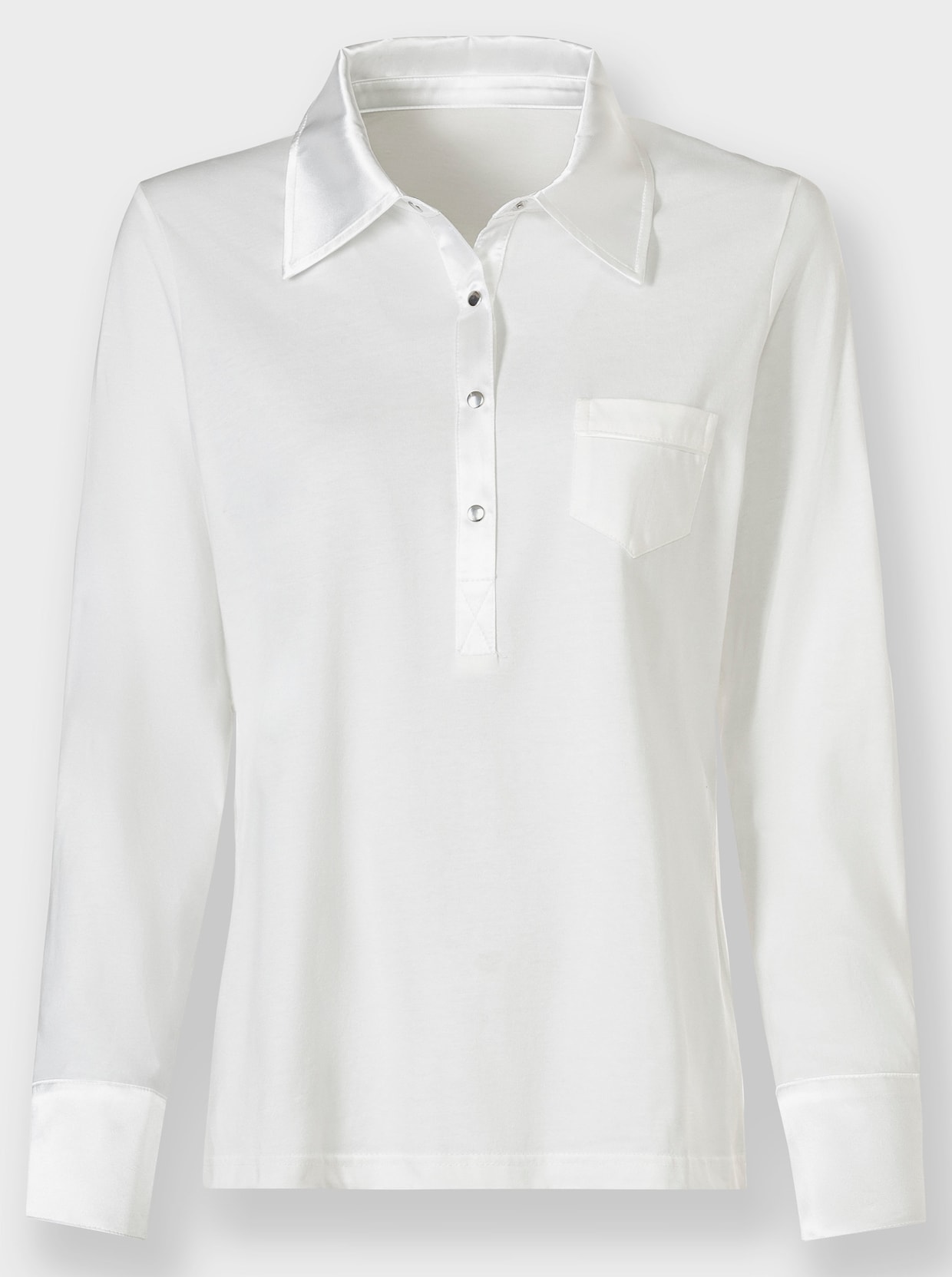 Langarm-Poloshirt - weiss