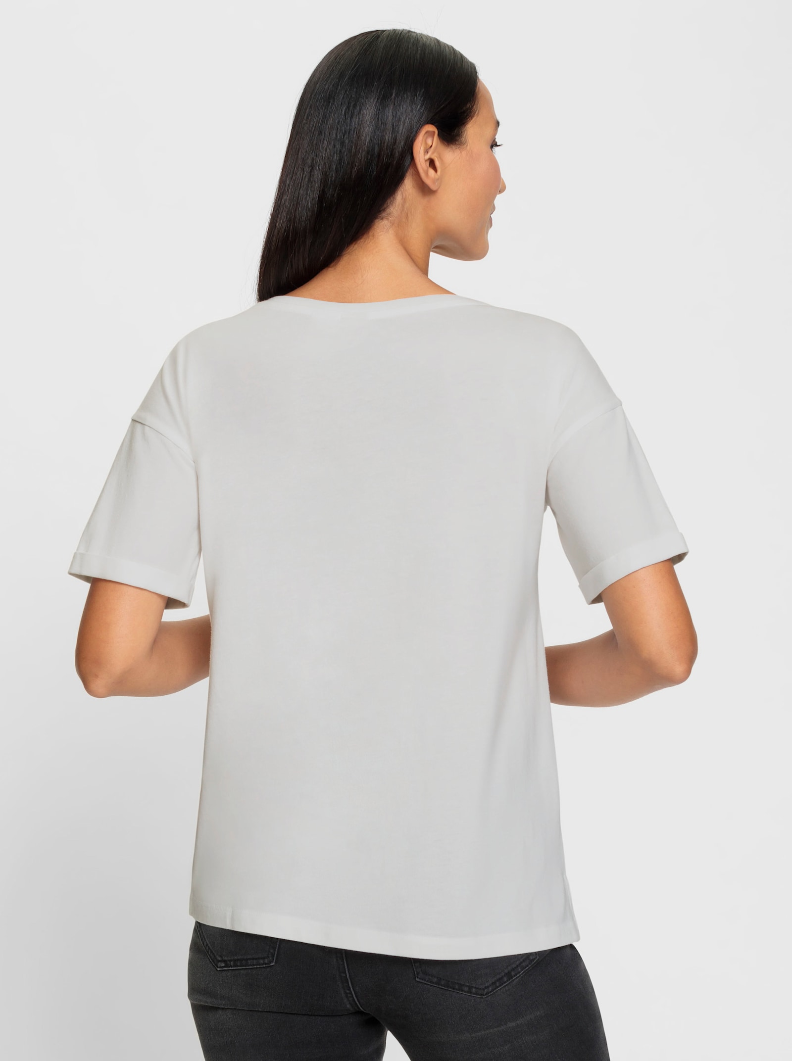 heine Print-Shirt mit Pailletten - ecru