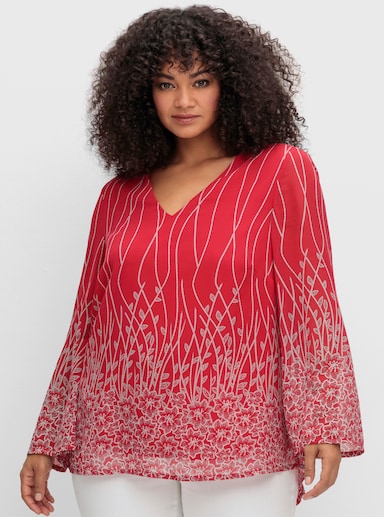 sheego by Joe Browns Tunika aus Chiffon, mit Untershirt - rot-gemustert