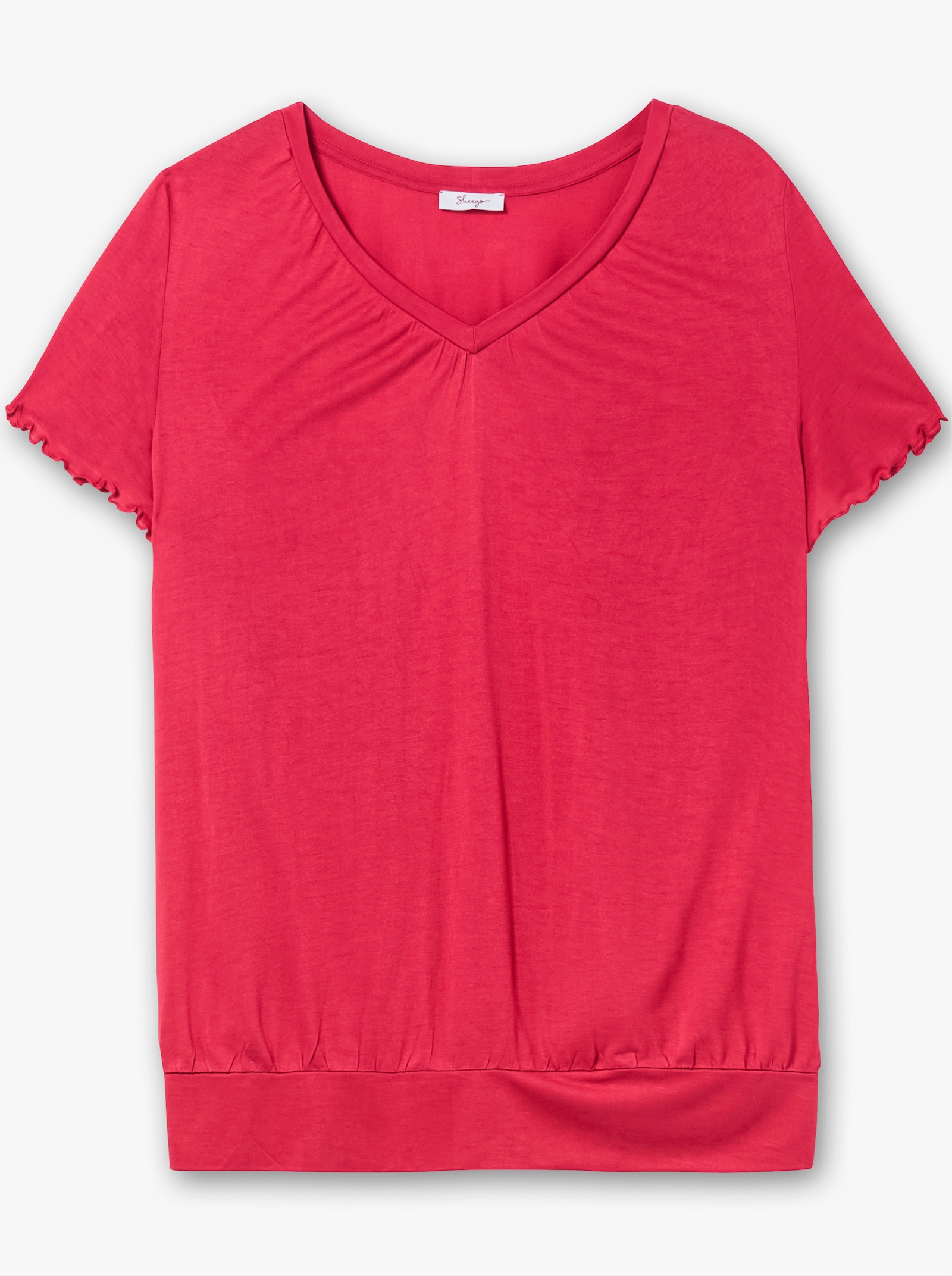 sheego T-Shirt mit breitem Bund und Flügelärmeln - sorbet pink