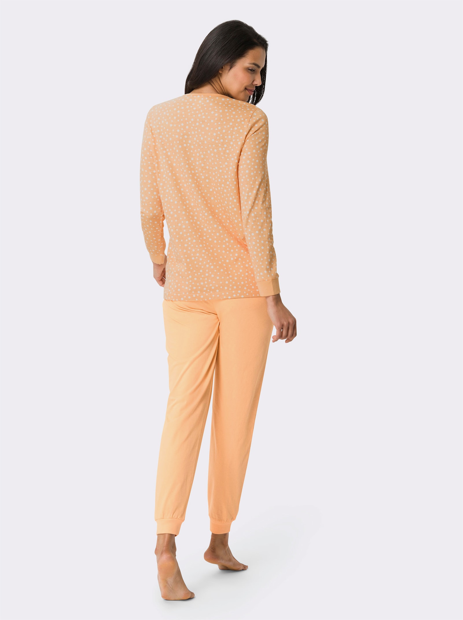 Schlafanzug mit elastischen Bündchen - apricot-ecru