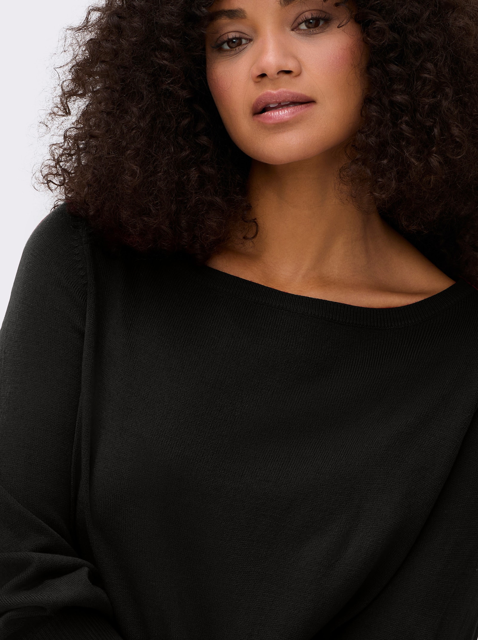 sheego Pullover met boothals - zwart