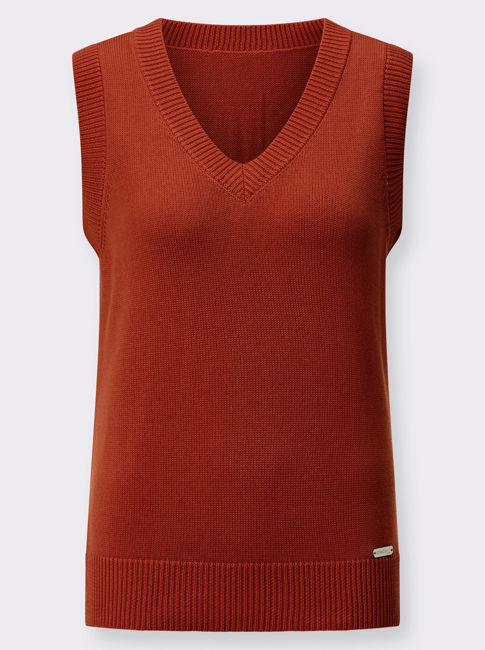 Slip-over met ribboorden - roestrood