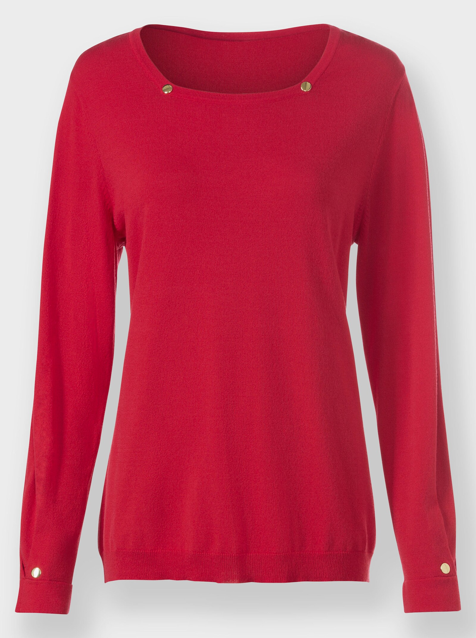 heine Feinstrickpullover mit Faltenakzent am Ärmel - erdbeere