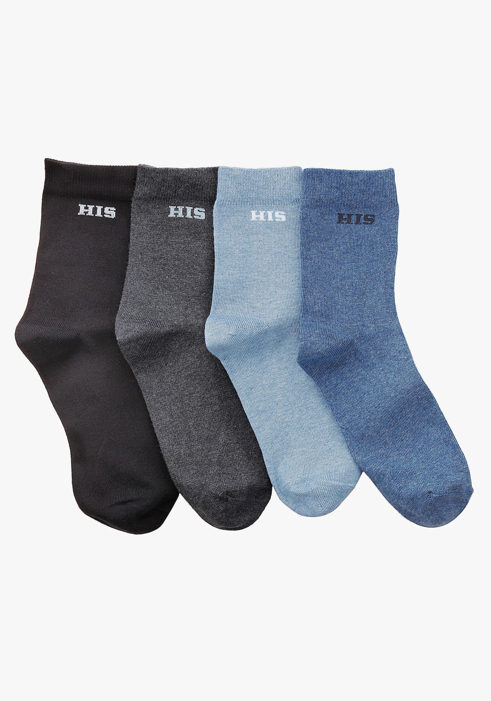 H.I.S Basicsocken - hellblau, blau, grau, schwarz