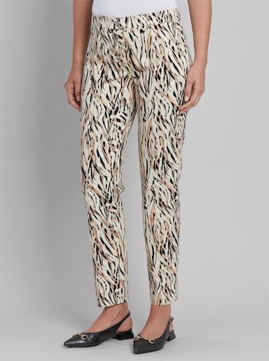 heine Druckhose in schmaler Form - champagner-schwarz-bedruckt