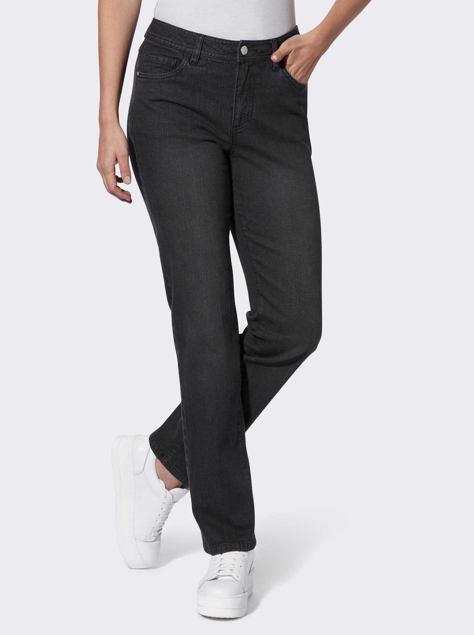 5-Pocket-Jeans mit lässig weiten Beinen - black-denim