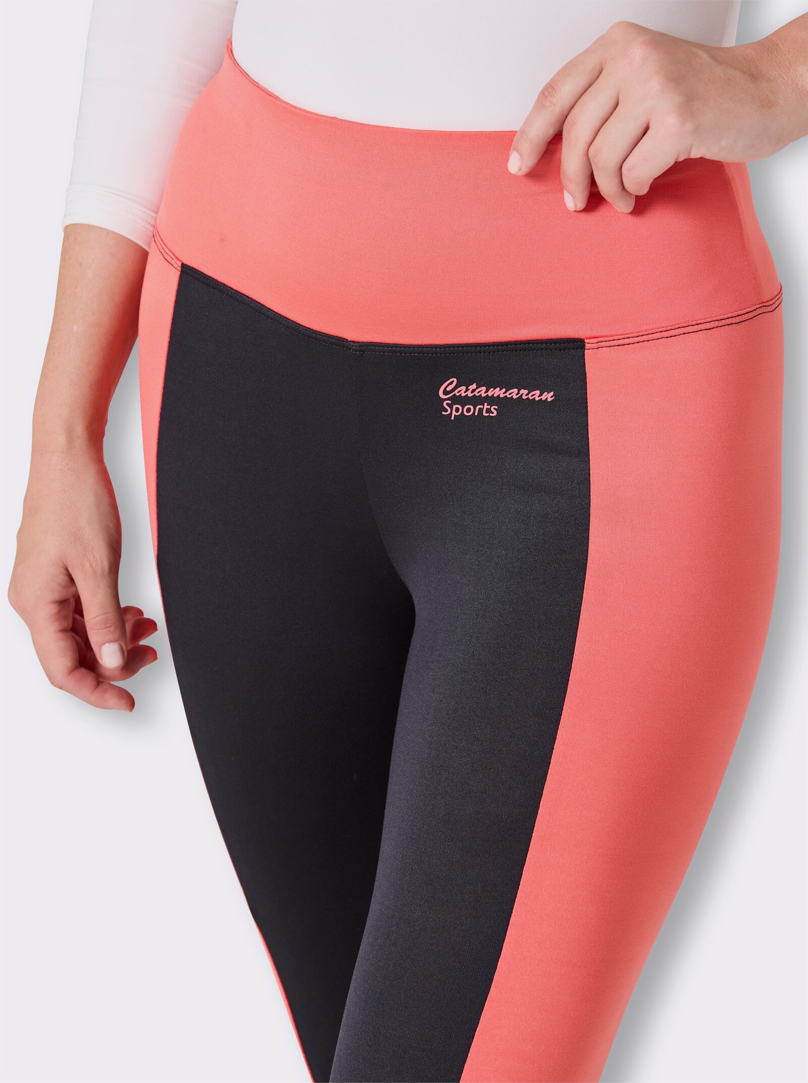 Catamaran Sports Leggings mit breitem Rundum-Dehnbund - schwarz-koralle