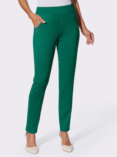 Schlupfhose mit Glitzersteinchen-Deko - grün