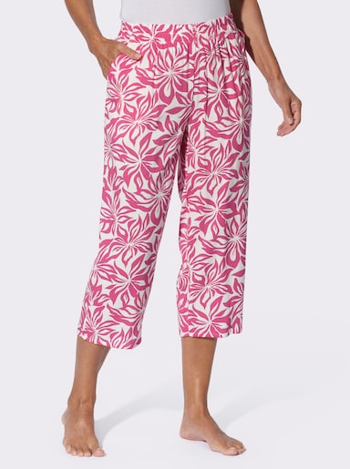7/8-Hose aus reiner Viskose, geblümt - fuchsia-bedruckt