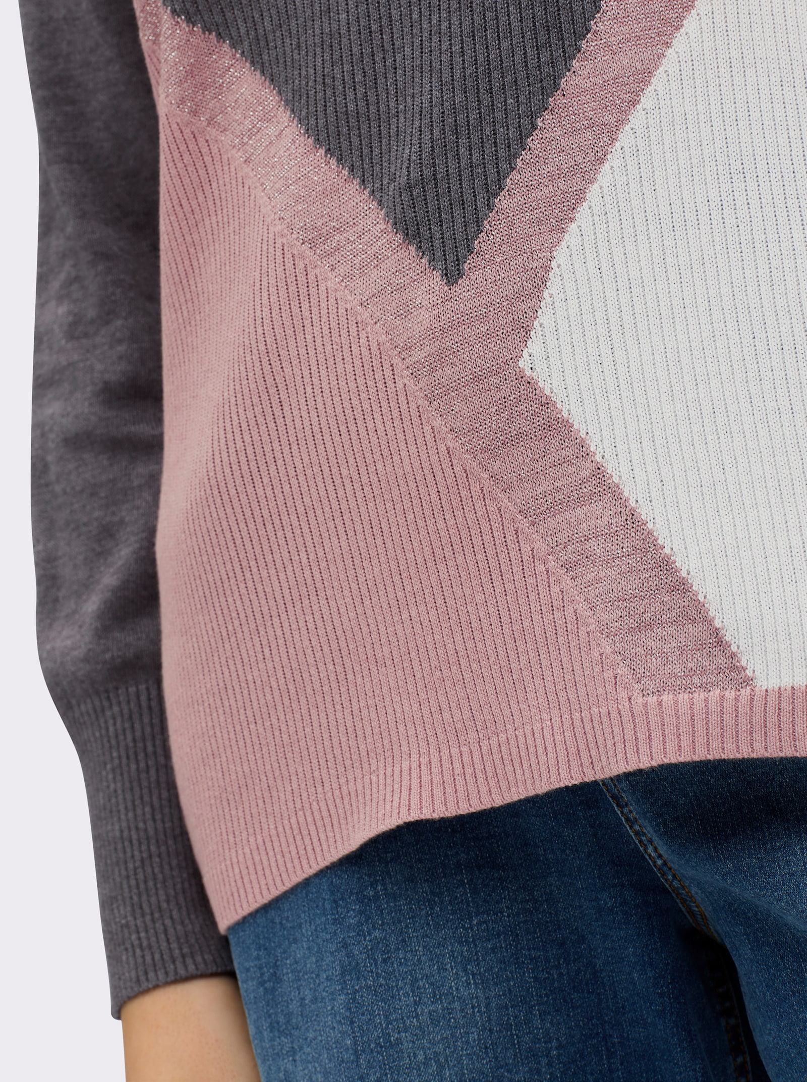 Langarm-Pullover mit Glanzgarn-Akzenten - anthrazit-hortensie