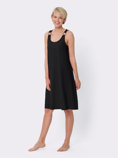 Sommerkleid mit Zierringen an den Trägern - schwarz