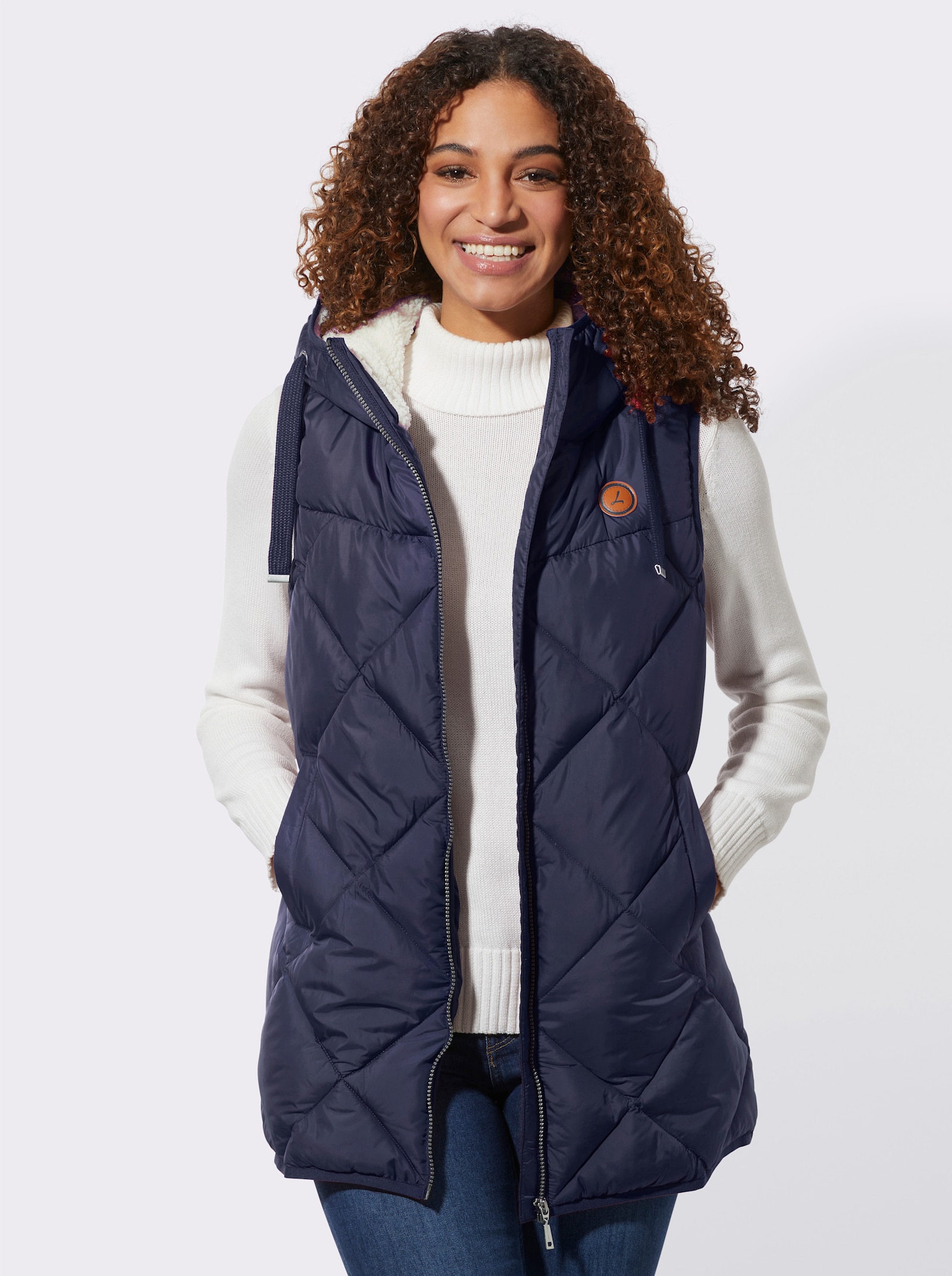 Kapuzenweste mit Fleece-Futter - marine