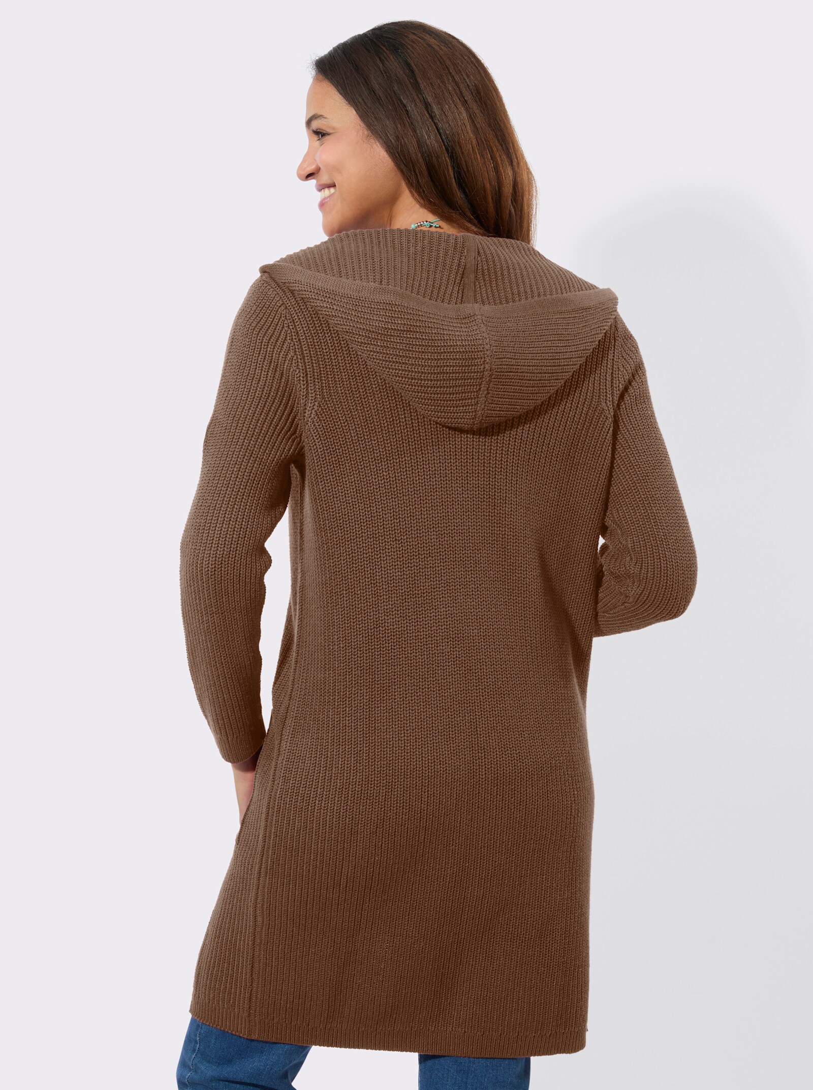 Strickmantel in offener Form - braun