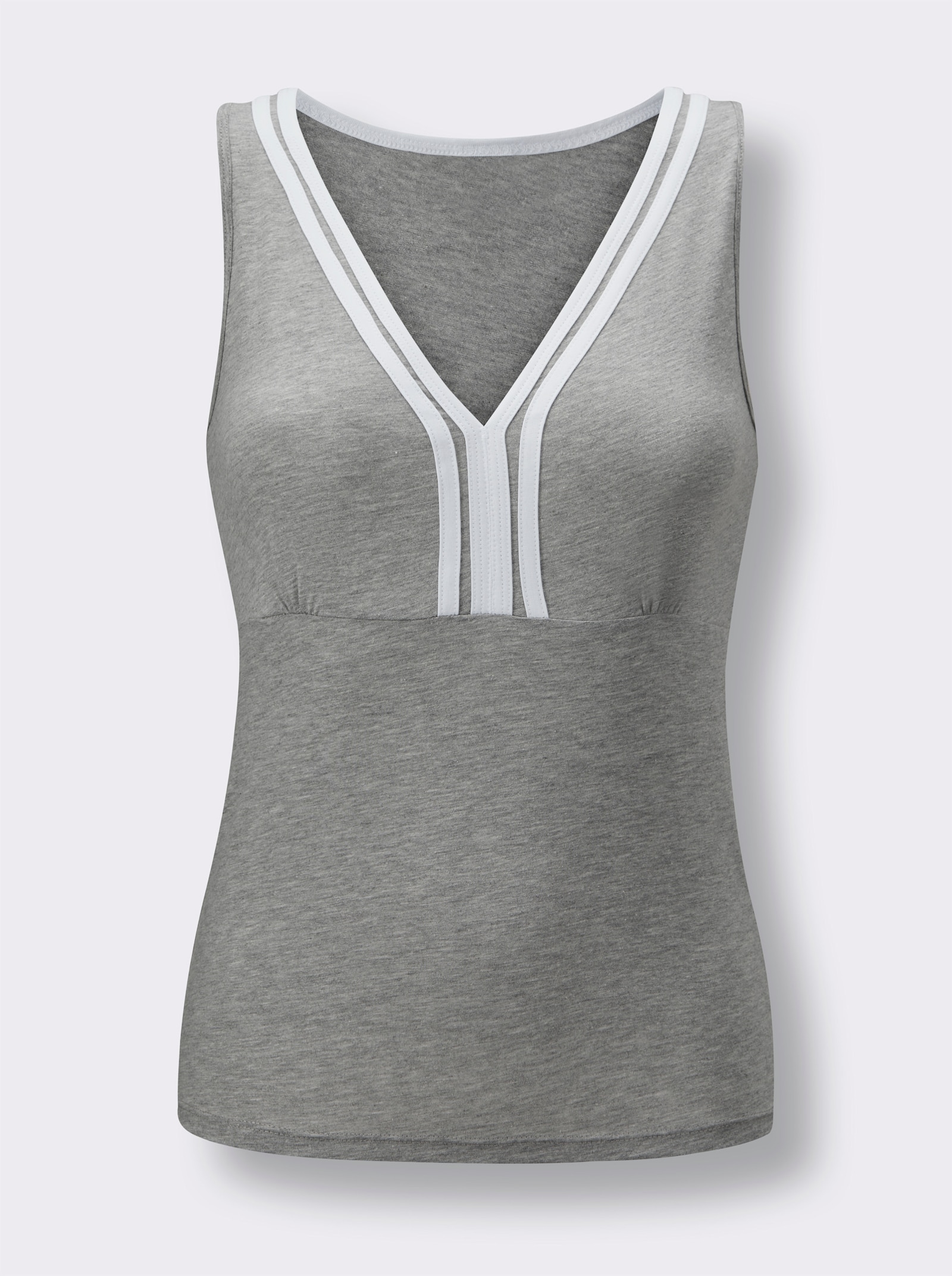 wäschepur BH-Hemd mit Kontrastpaspelierung - grau-meliert