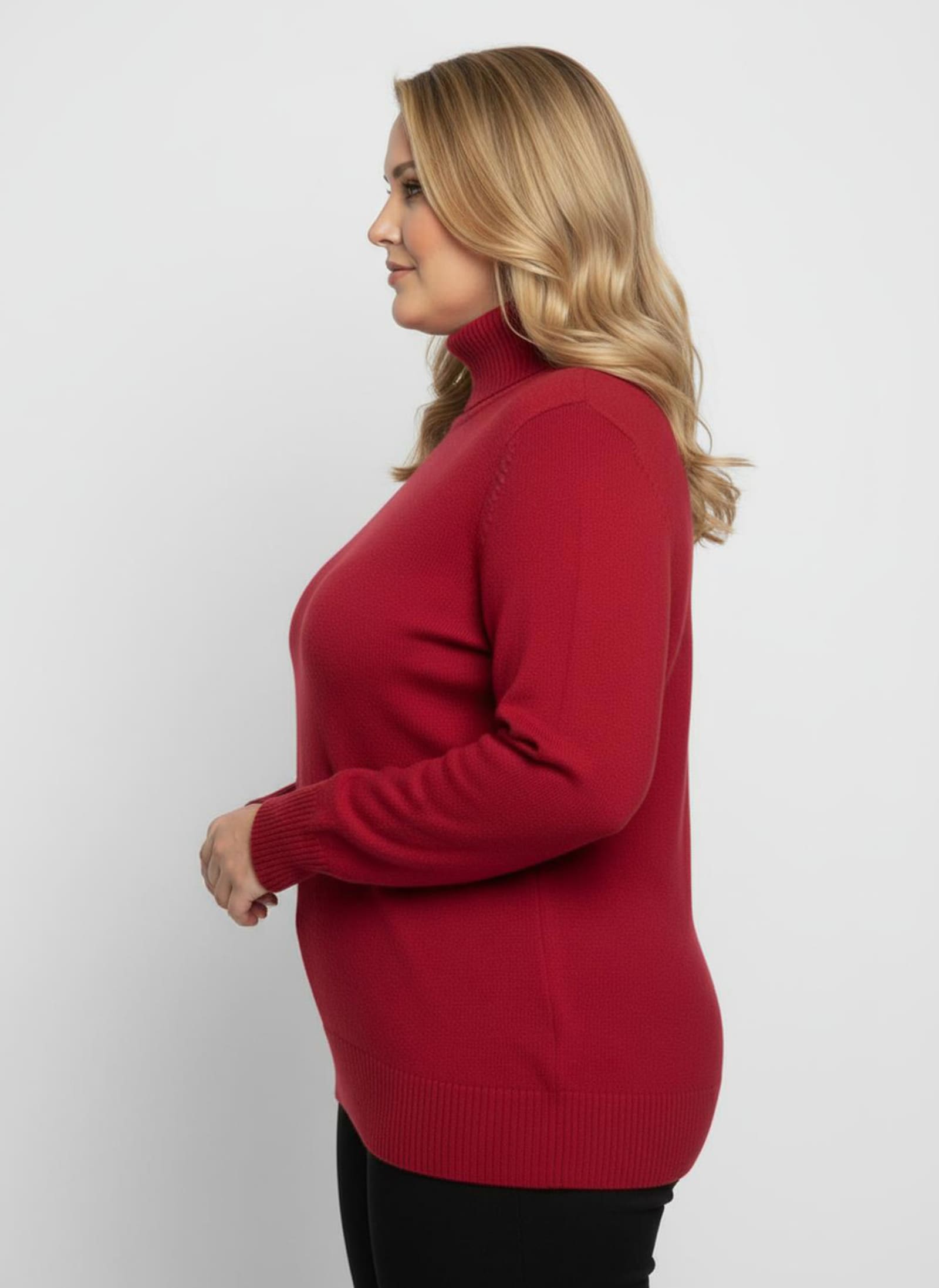 Rollkragenpullover aus Feinstrick - rot