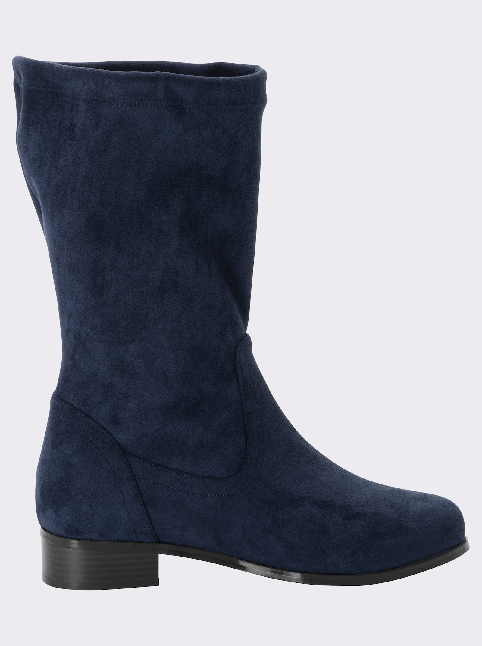 sheego Schlupfstiefel in Veloursleder-Optik - rauchblau