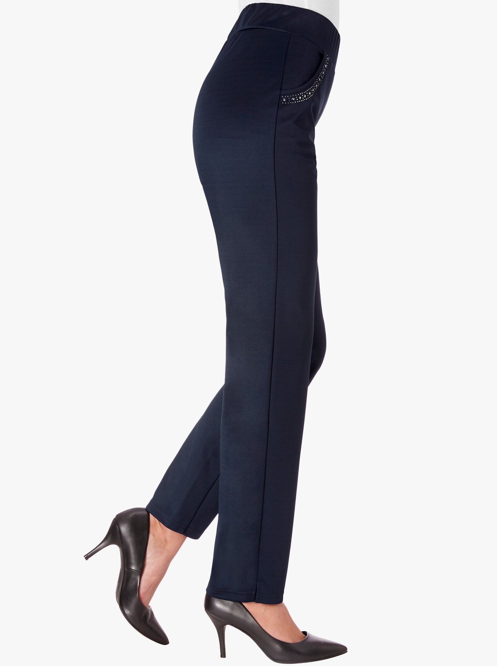 Jerseyhose mit Ziersteinchen an den Taschen - marine