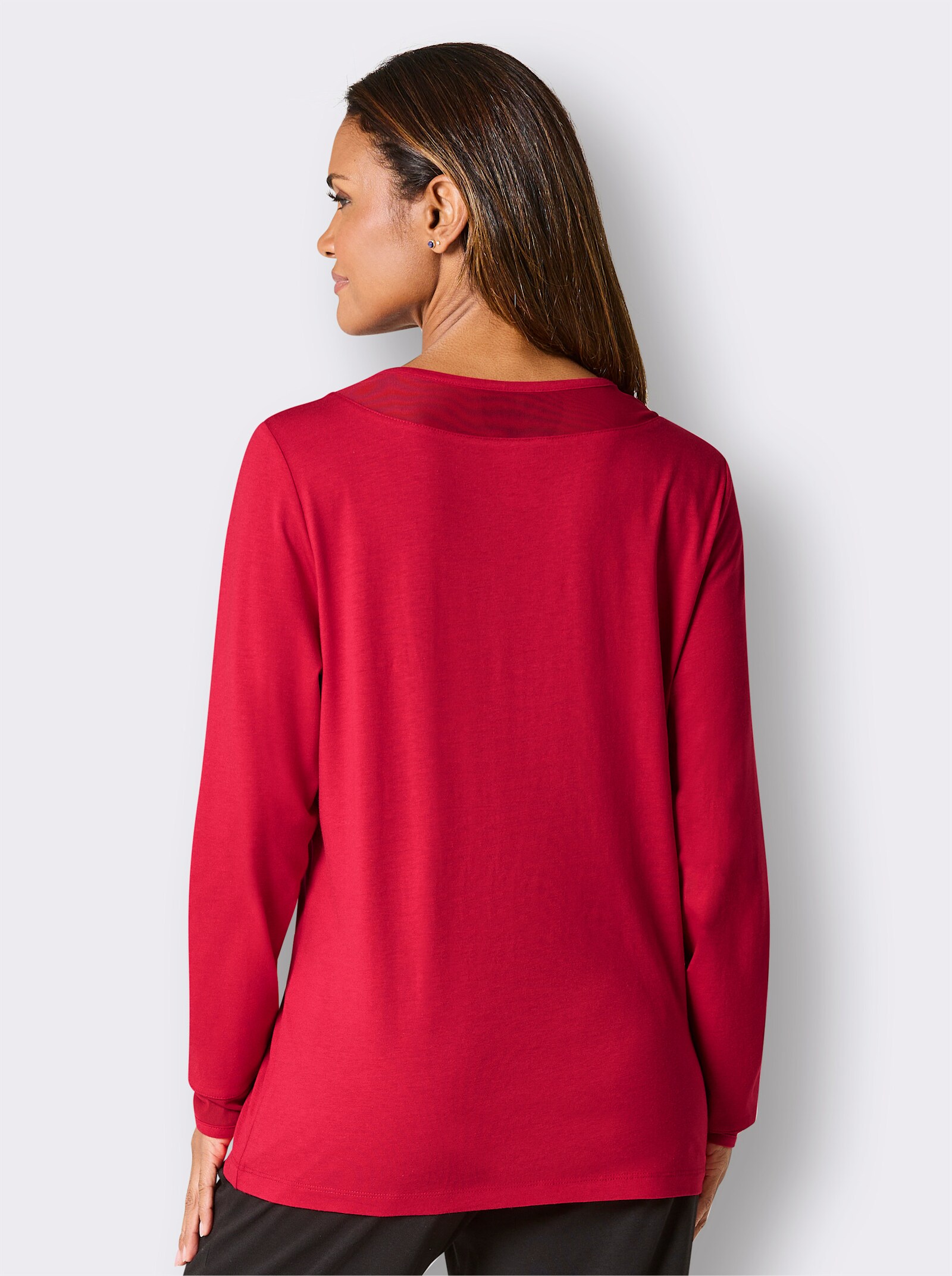 wäschepur Schlafanzugshirt mit Mesh-Details - rot