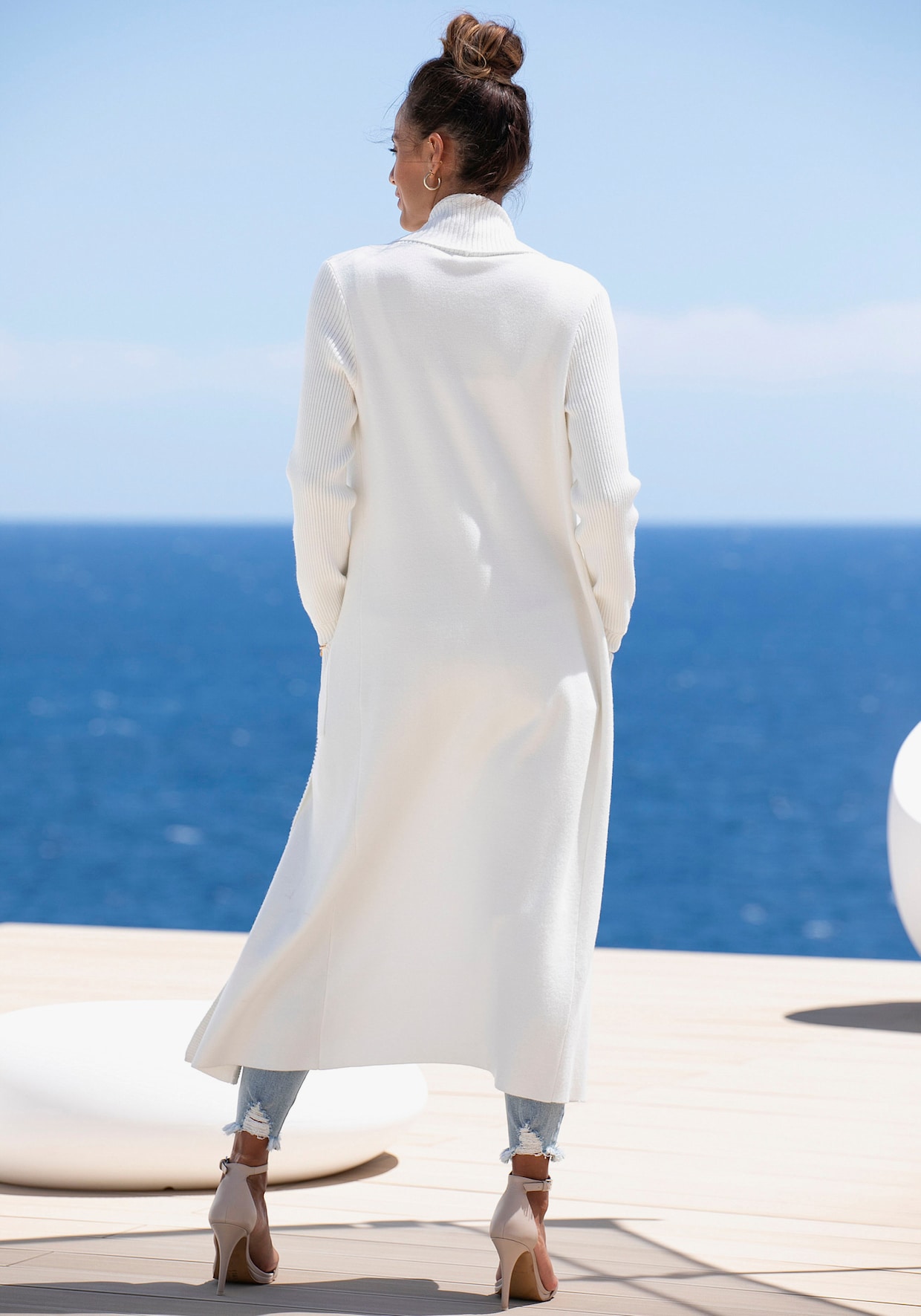 LASCANA Veste longue en tricot - blanc