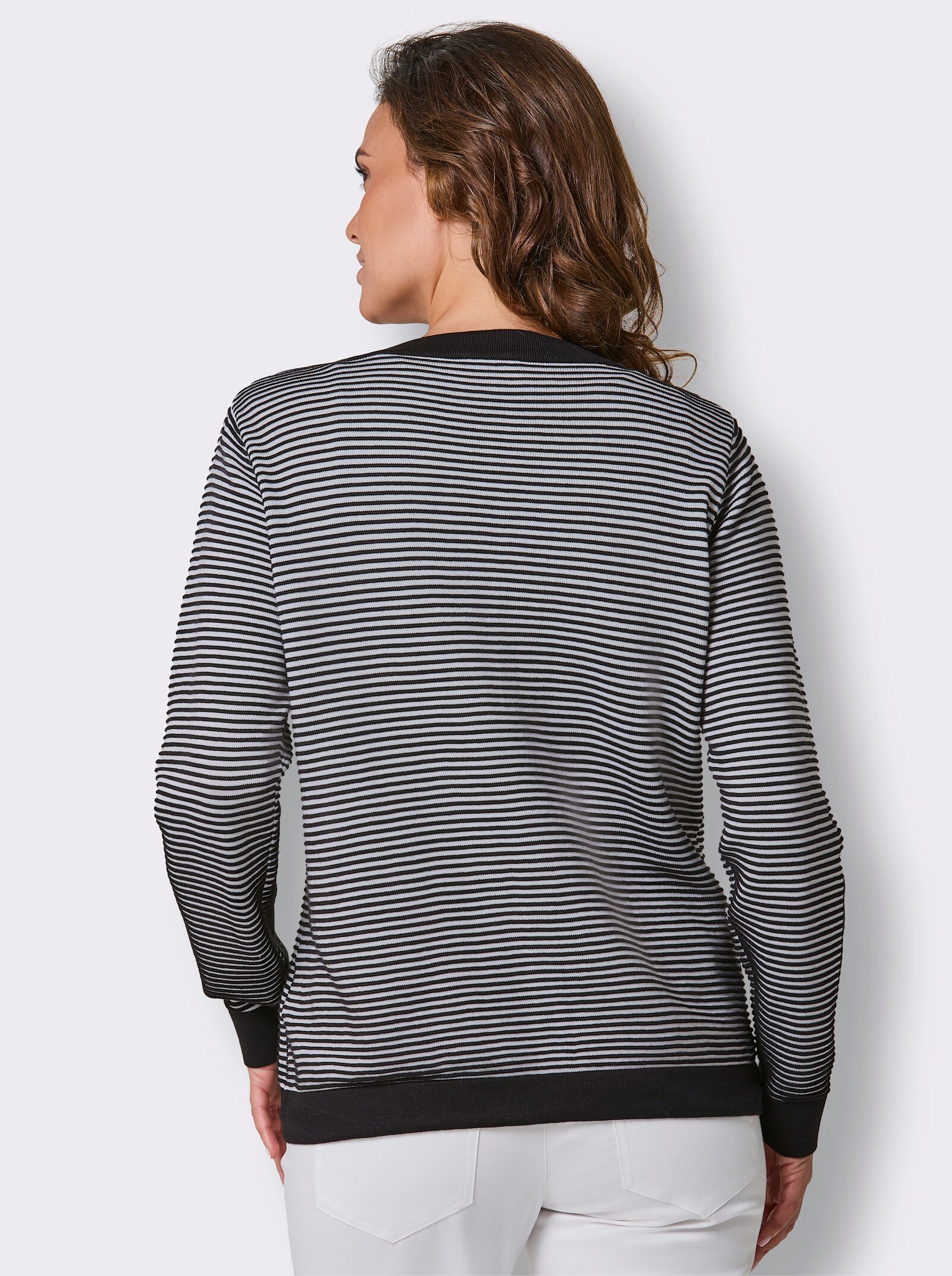 CREATION L PREMIUM Strickjacke in Ripp-Qualität - schwarz-weiß