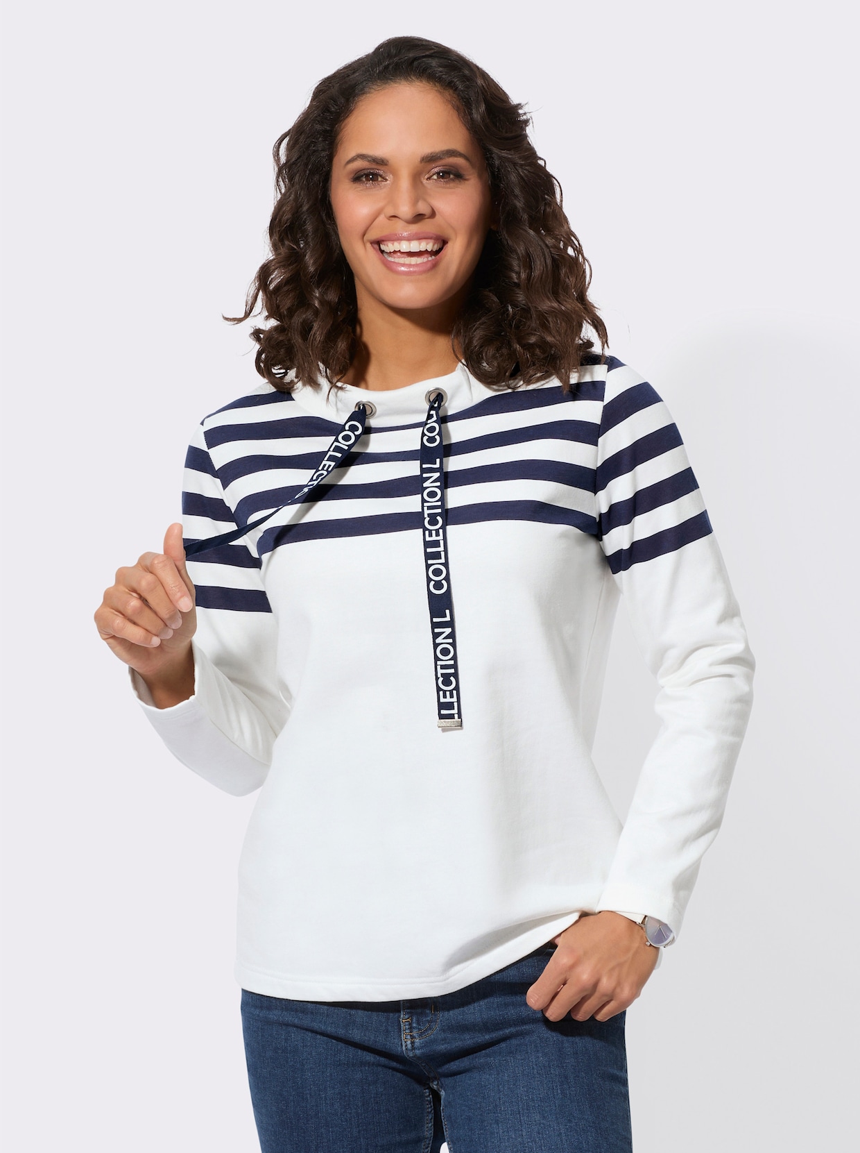 Sweatshirt - ecru/marine