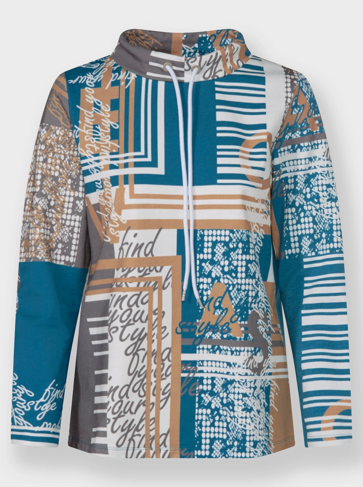 Sweatshirt - topaas/wit bedrukt