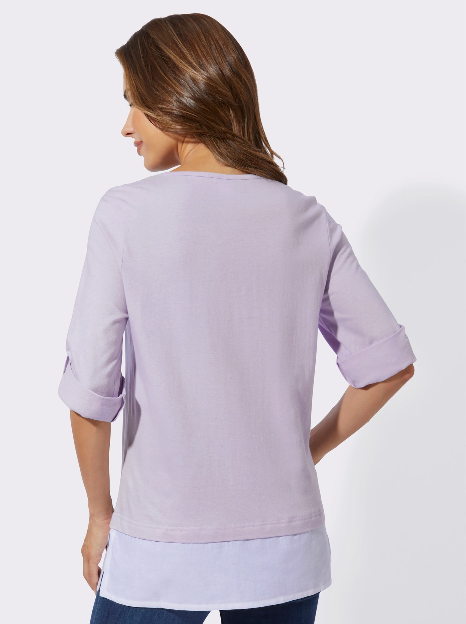 2-in-1-Shirt mit floralem Druck - flieder-weiß