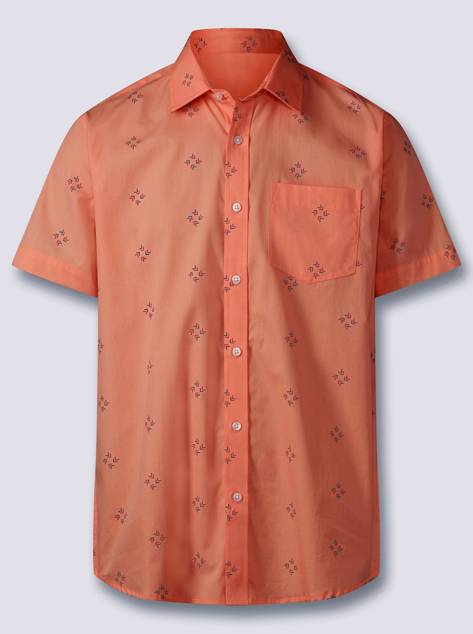 Kurzarmhemd mit Allover-Print - papaya
