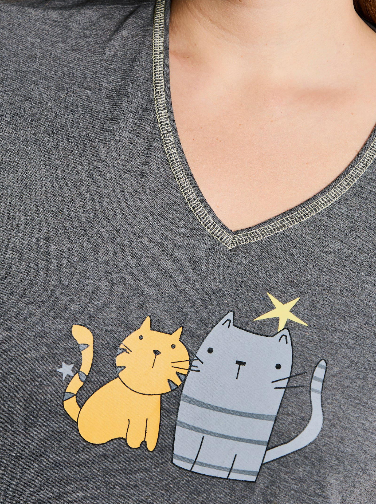 wäschepur Shorty mit Katzen-Motiv - anthrazit-grau-bedruckt