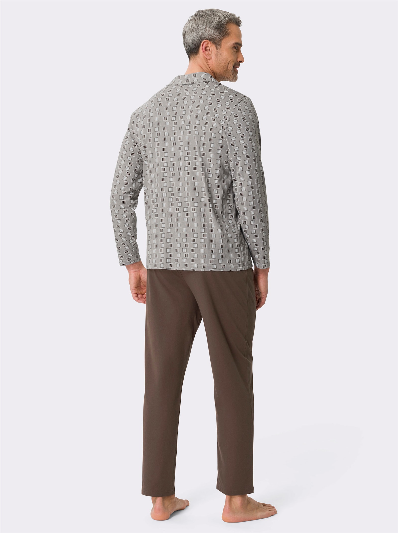 Pyžamo - sivo-čokolád. vzor