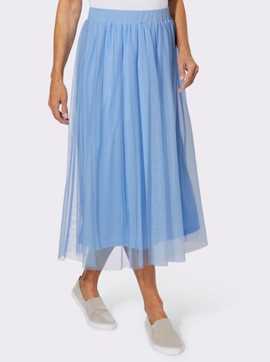 Plisseerock in Mesh-Qualität, gefüttert - himmelblau