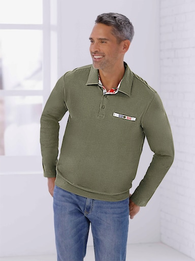 Langarm-Poloshirt - khaki