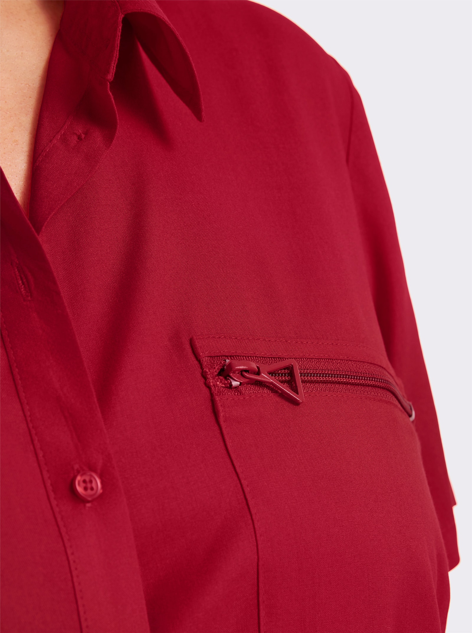 Longbluse mit langen Seitenschlitzen - rot