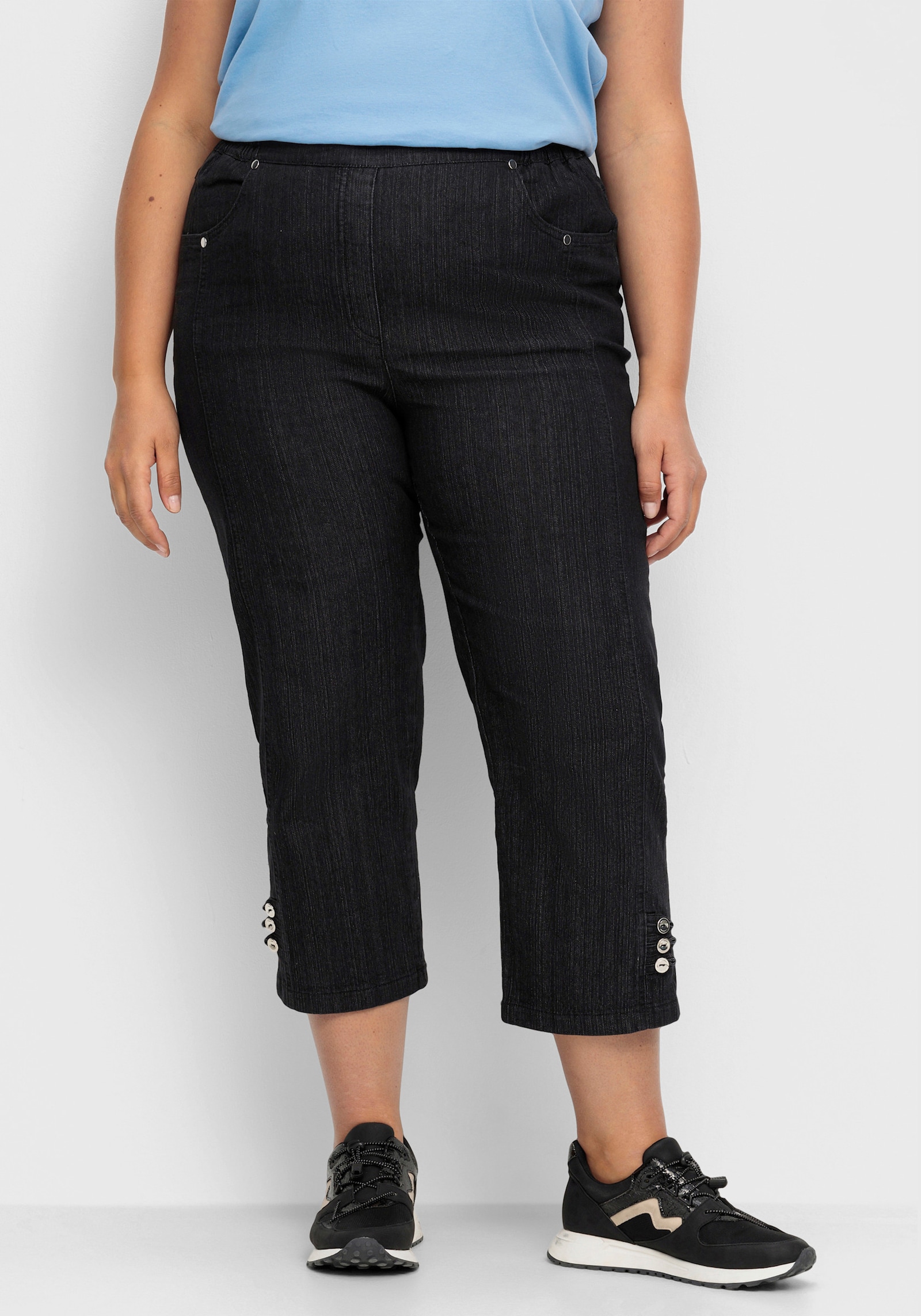 7/8-Jeans mit Zierriegel am Abschluss - black-denim