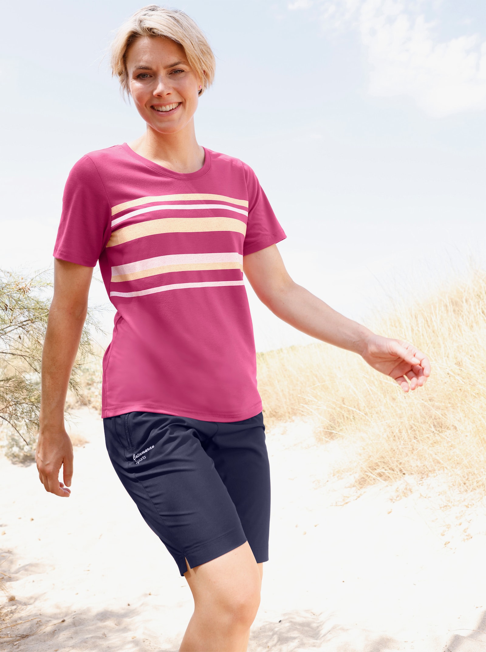 Catamaran Sports Funktionsshirt in freshnezz-Qualität - erika-zitrone-gestreift