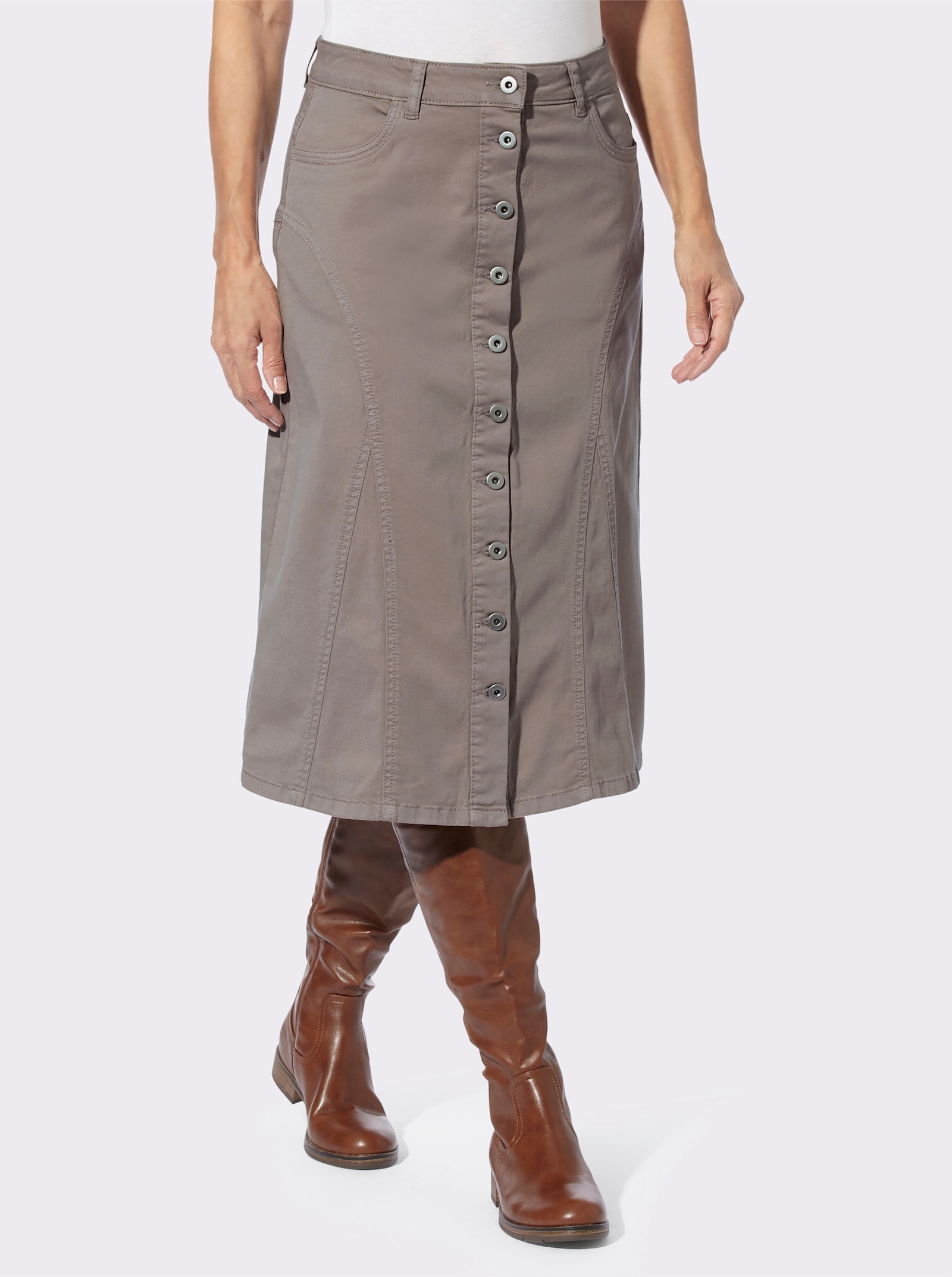 Jeansrok van stretchmateriaal - taupe