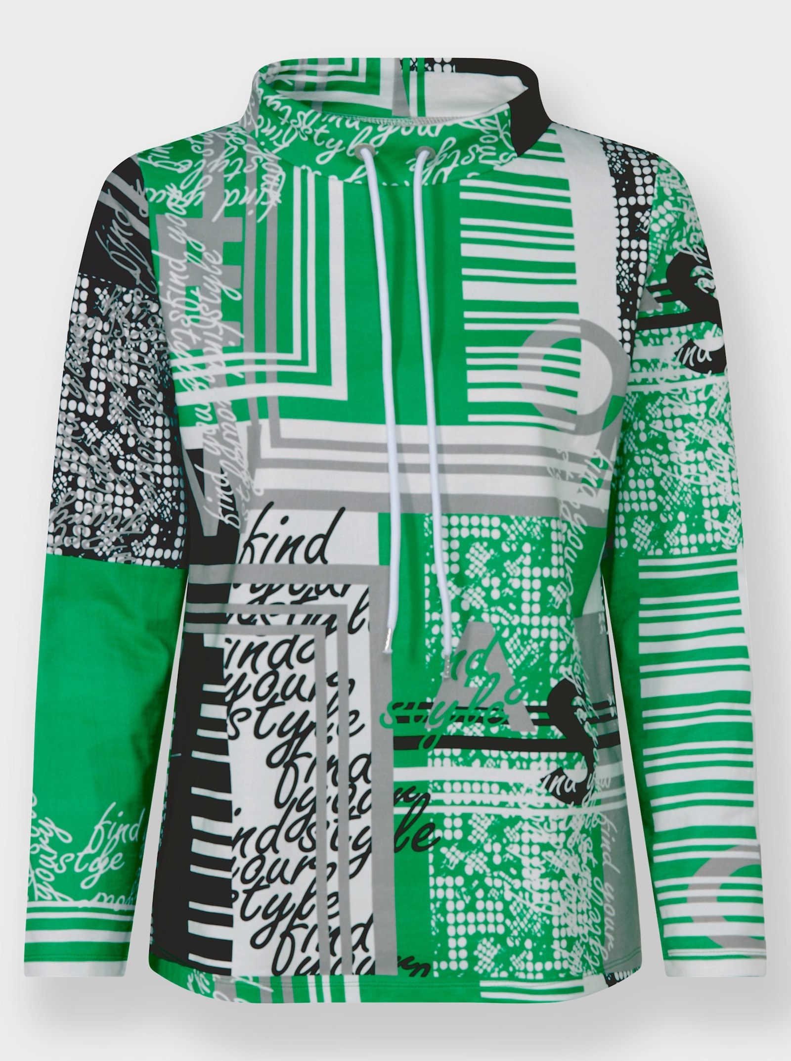 Sweatshirt mit Druck-Dessin - grasgrün-weiß-bedruckt