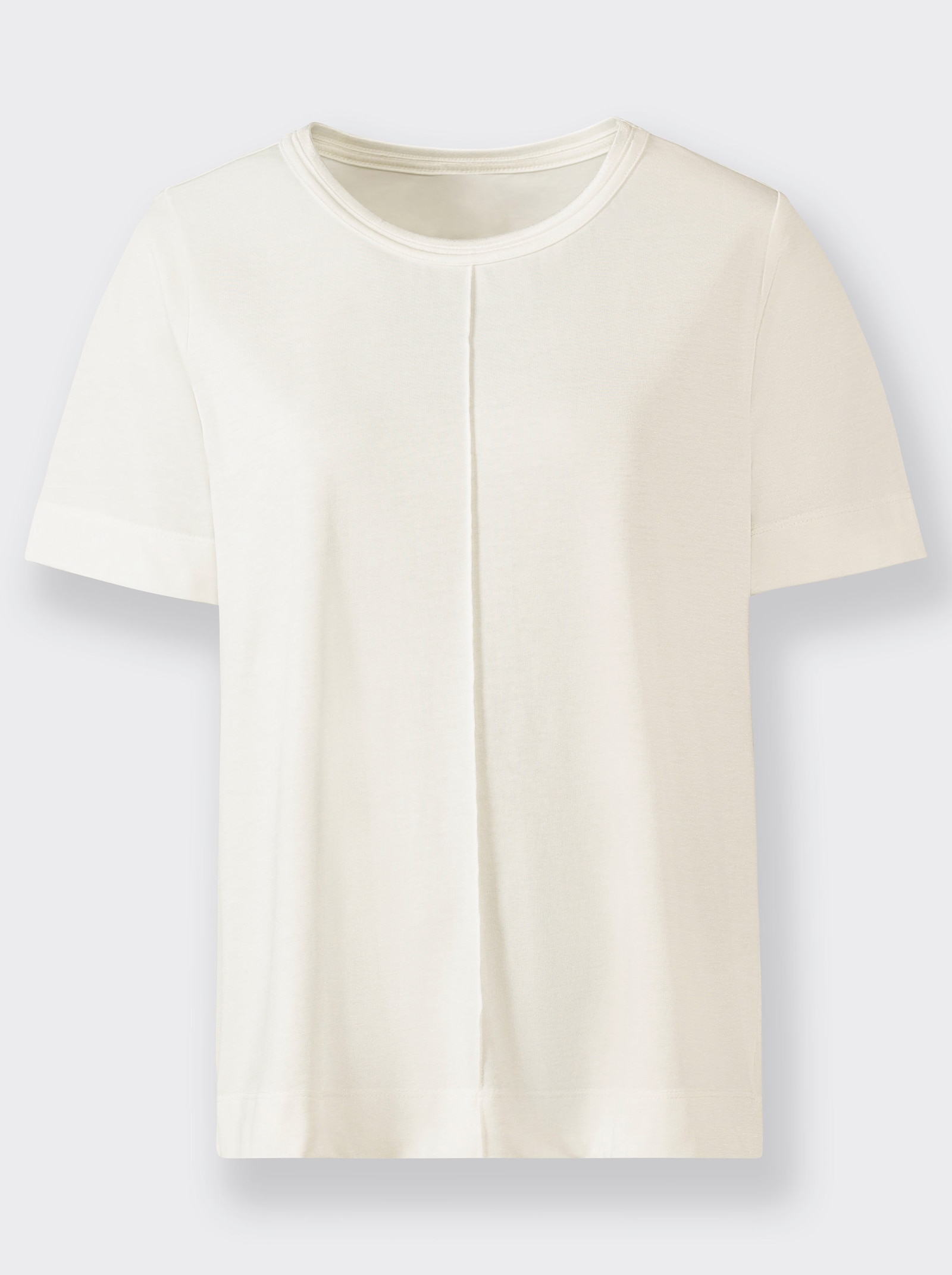 Shirt met ronde hals Met bies, voor - ecru