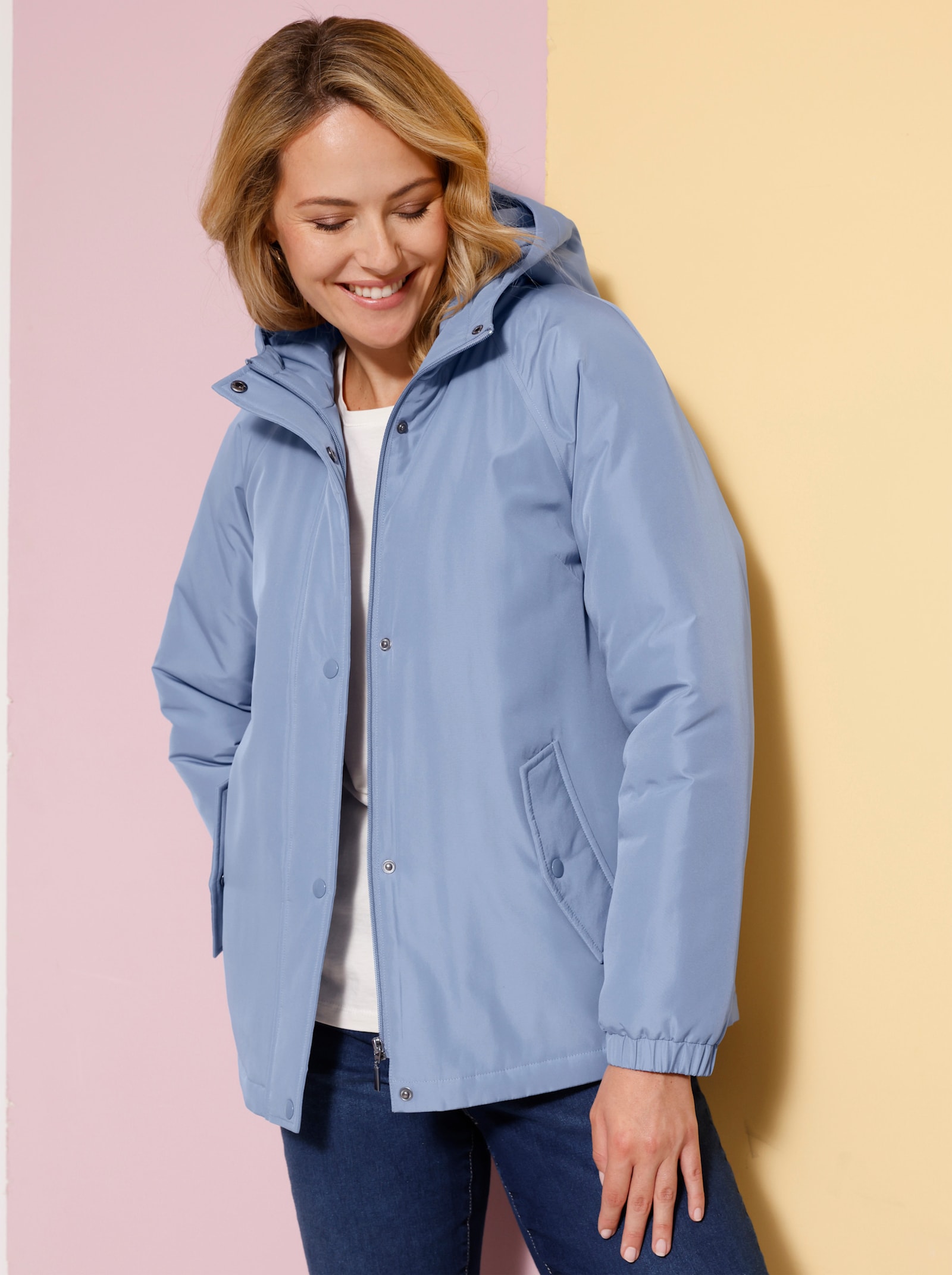 Jacke mit weitem Schnitt - taubenblau