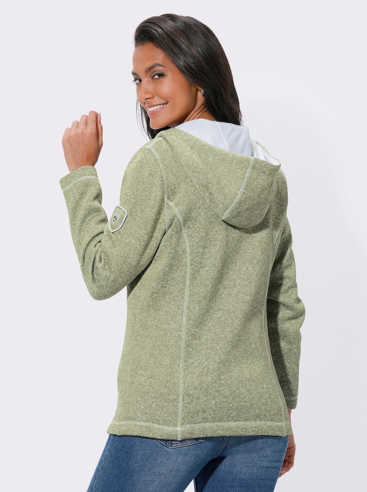 Strickfleece-Jacke - schilf-ecru-meliert