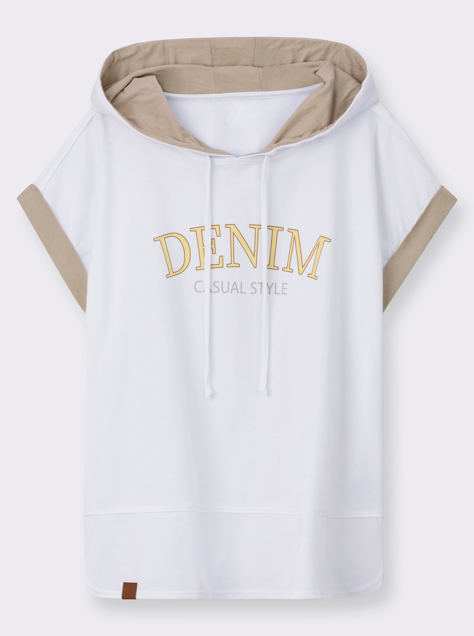  Kapuzenshirt mit Farbkontrasten - weiß-camel