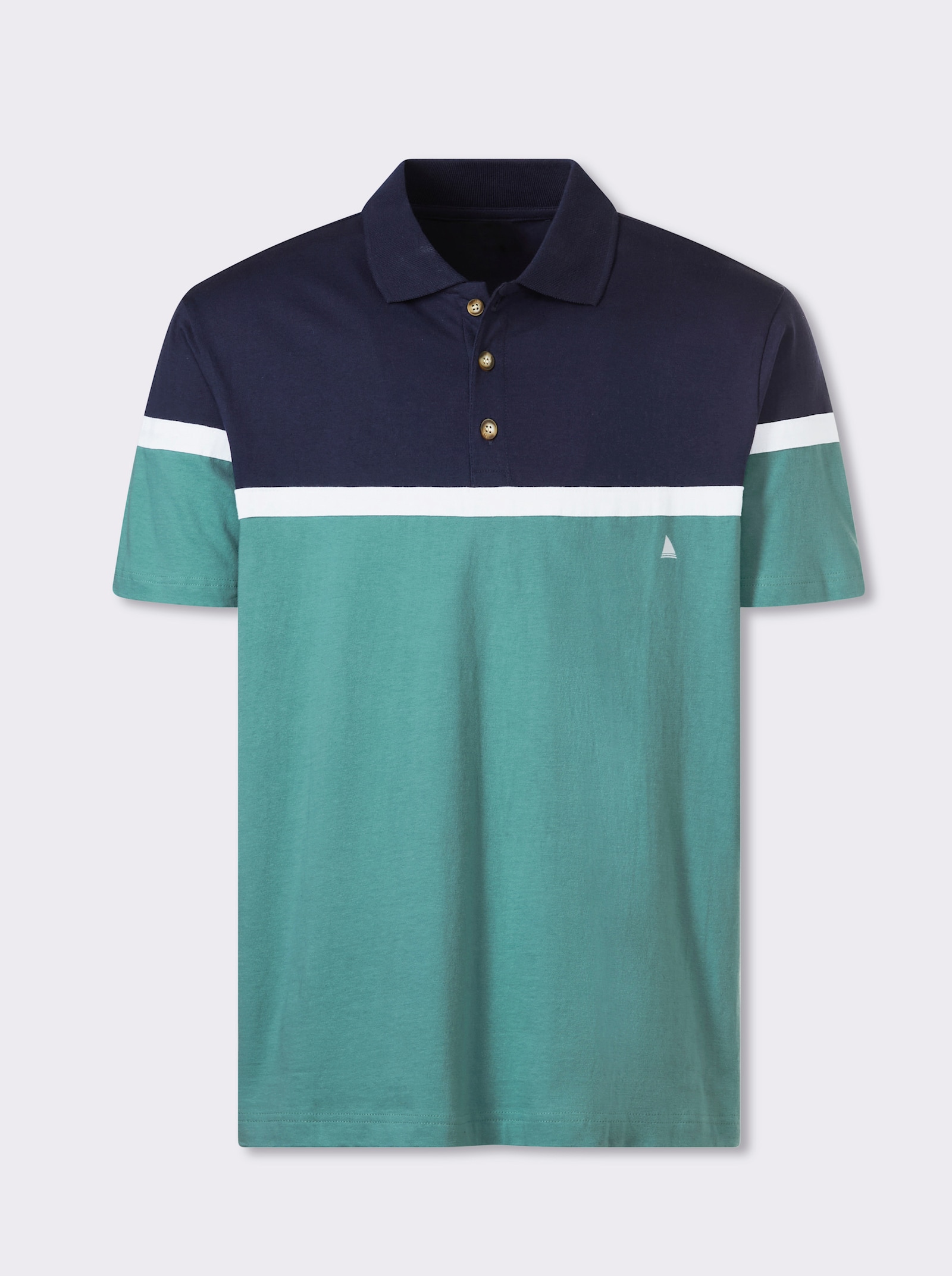 Catamaran Kortärmad topp i bomull. Färgblock - marin-salvia