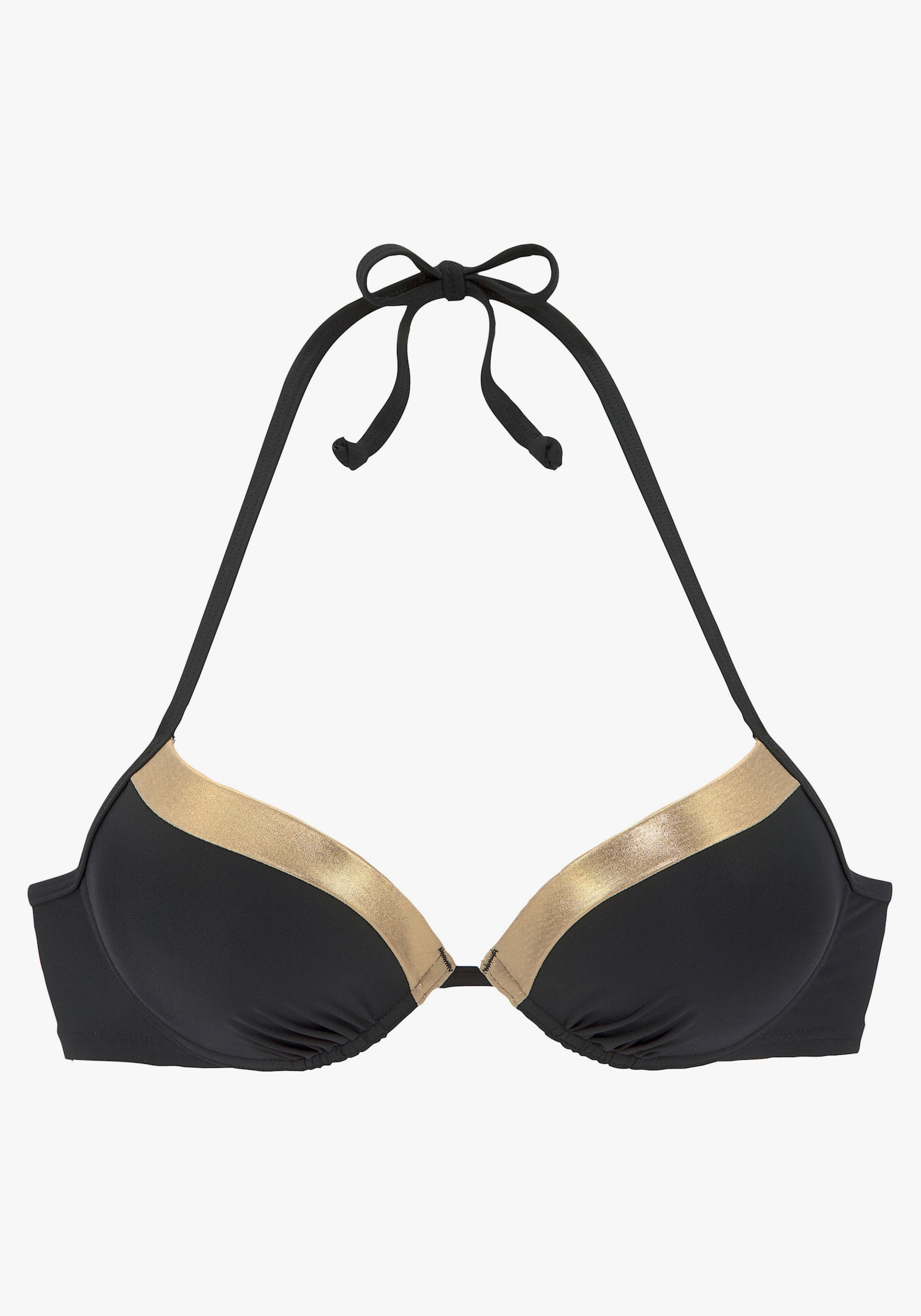 LASCANA Push-Up-Bikini-Top - schwarz-goldfarben