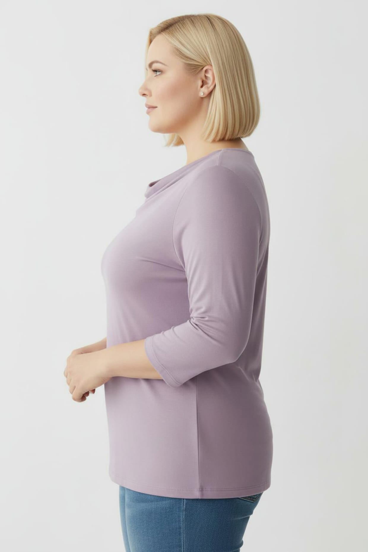 Wasserfallshirt mit 3/4-langen Ärmeln - lavendel