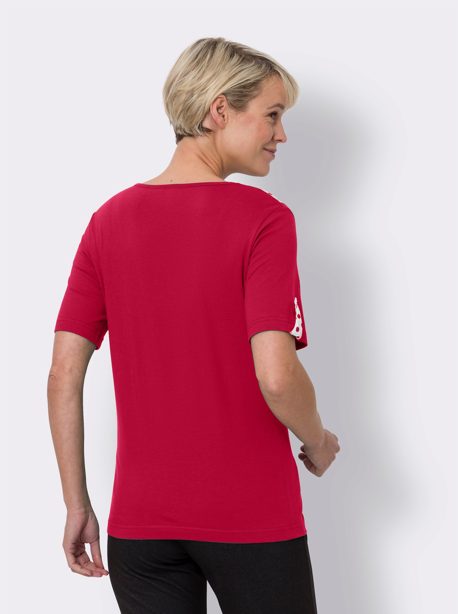 Kurzarmshirt zum tollen Preis - rot-weiß