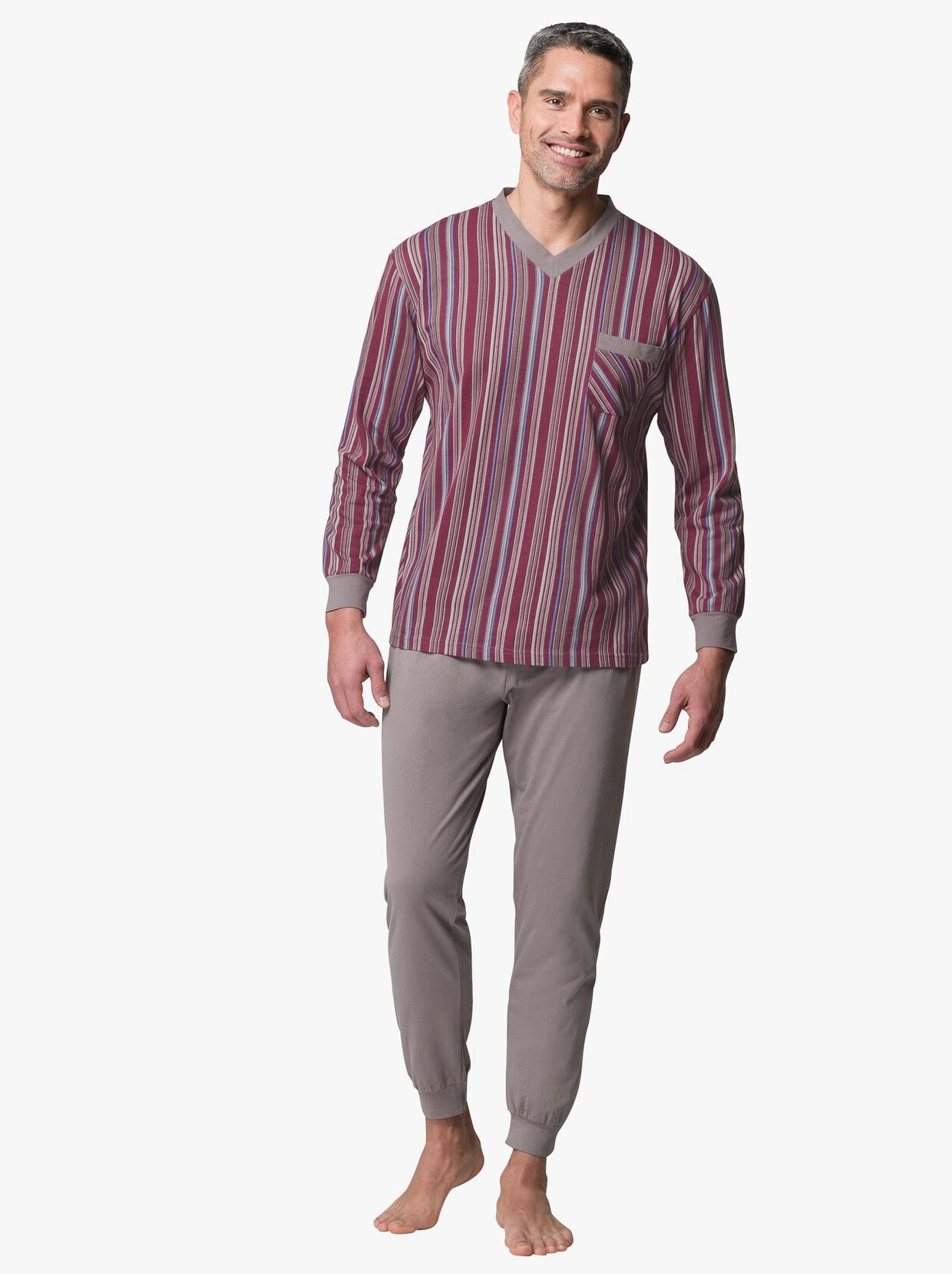 Pyžamo - bordová-sivá vzorovaná