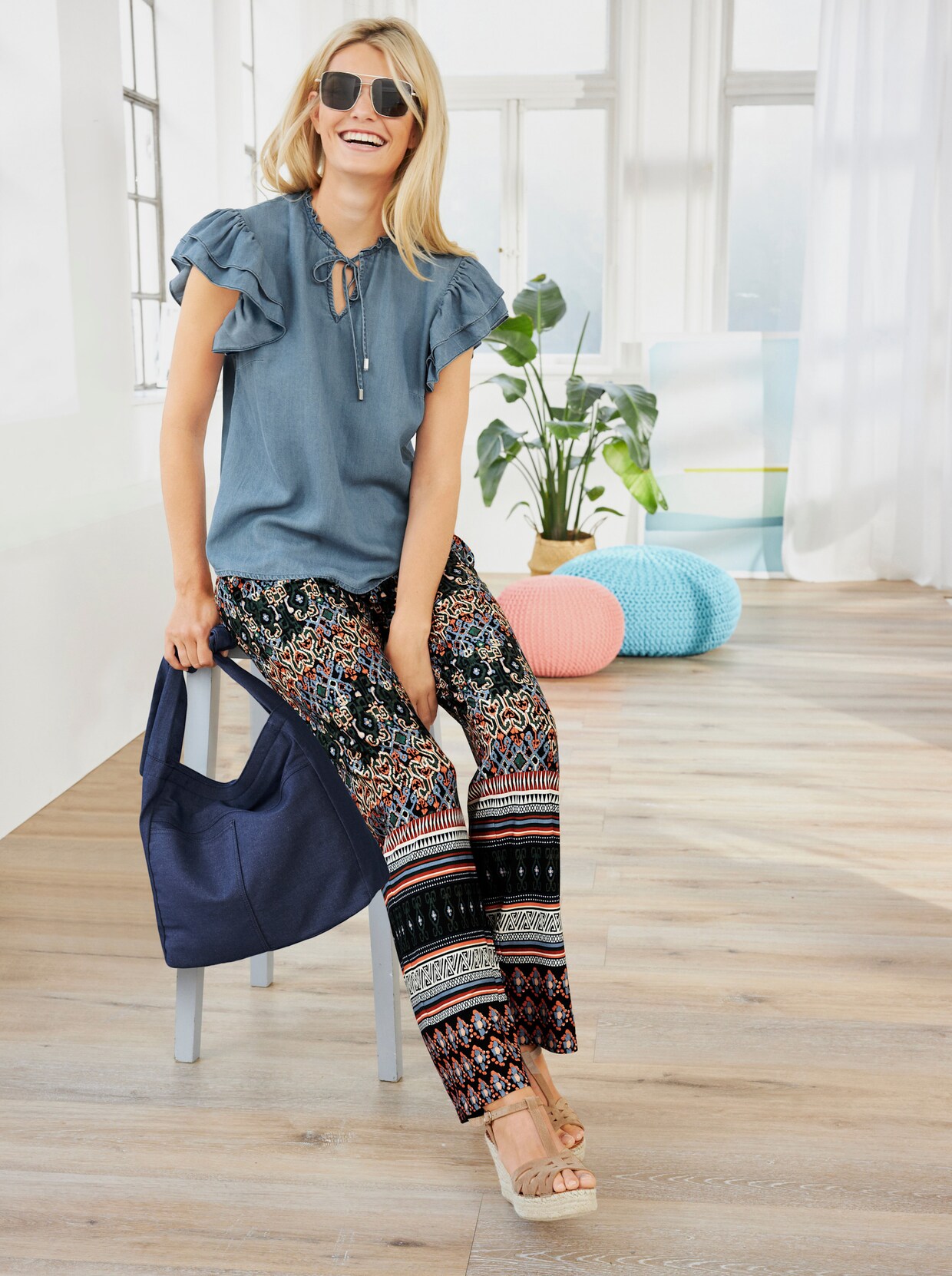 heine Bluse - mittelblau
